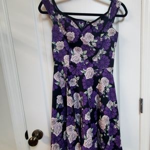 Hell Bunny Purple Rose Fit and Flare Dress